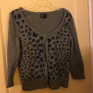 Grey and Navy Blue leopard print sweater